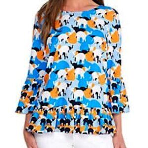 Elephant Crown & Ivy Peplum Top XXL